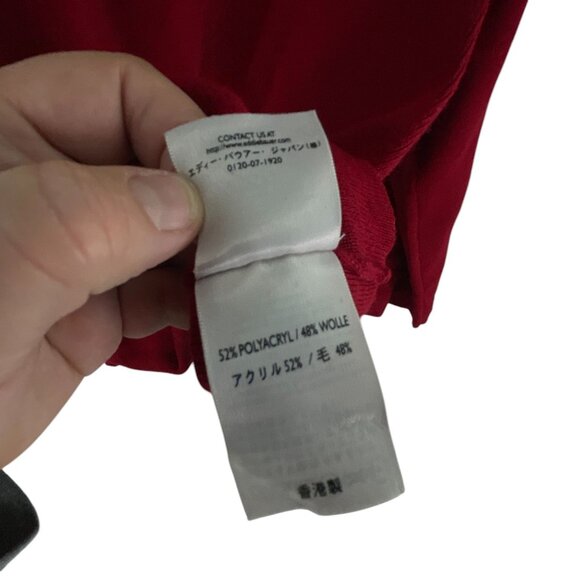 Eddie Bauer Wool Blend V-Neck Pullover Sweater Red L Tall Relaxed Fit Vibrant - Picture 5 of 9